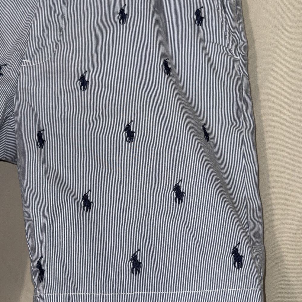 Polo Ralph Lauren All Over Pony Shorts 32 Blue Stripe Pony Logo 100% Cotton - Picture 3 of 7